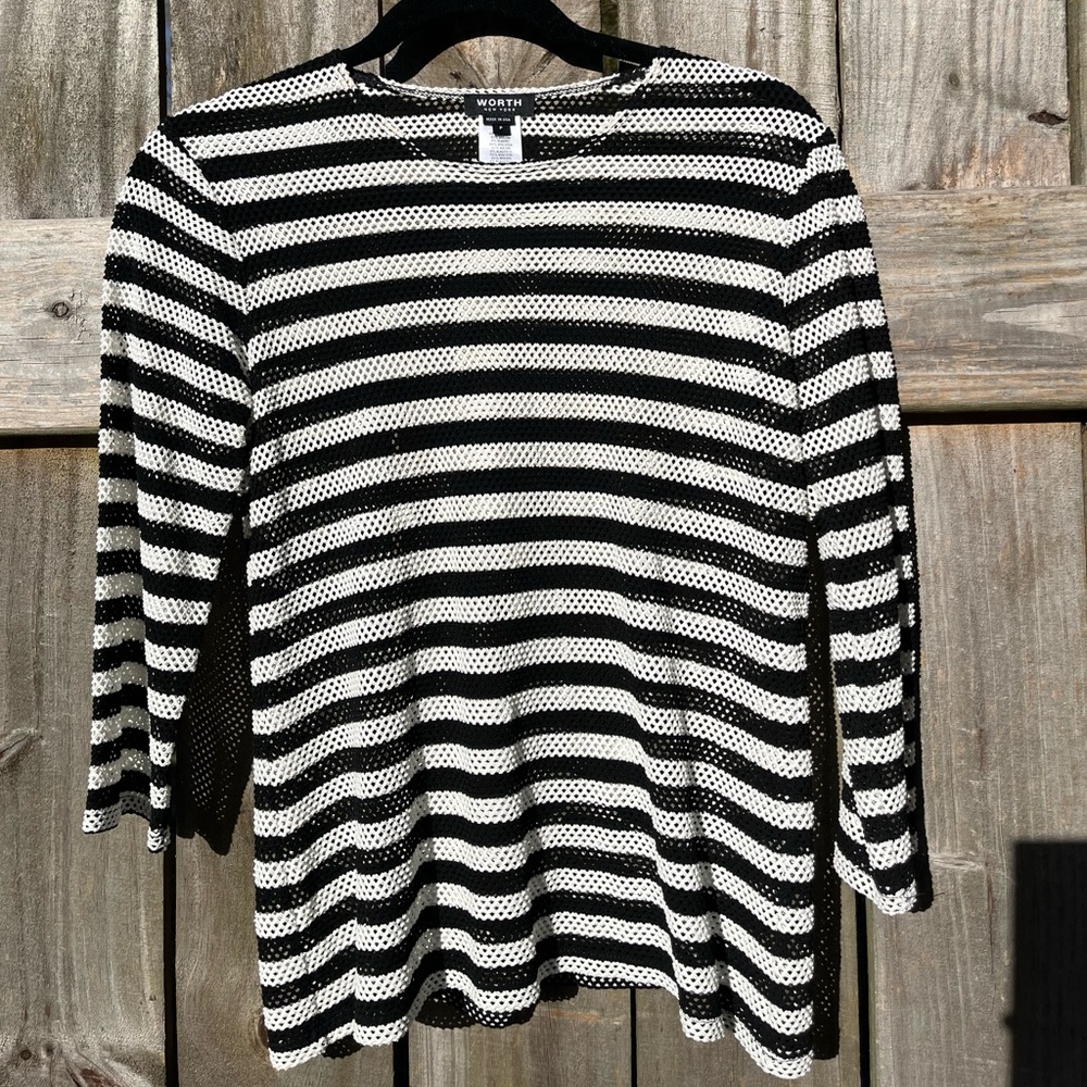 Worth Black and White Striped Top